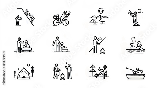 Nature Adventure: Outdoor Fun with Camping, Hiking, Water Sports Illustrations