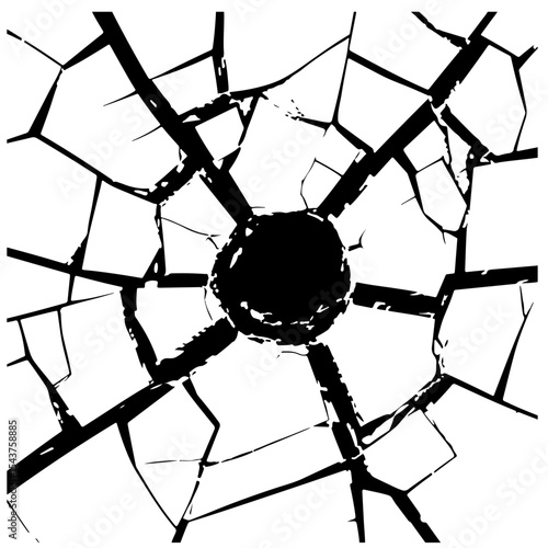 Black and white cracked texture, abstract vector illustration, grunge background design element