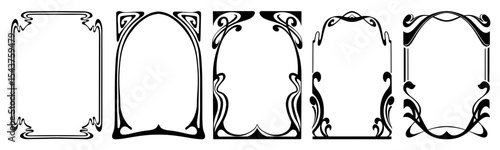 Elegant Vintage Ornamental Frames Set – Black Art Nouveau Borders