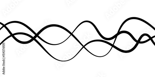 Minimal abstract background with thin black wave lines flowing smoothly across a white backdrop, elegant curves, high contrast.