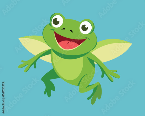green frog with a smile