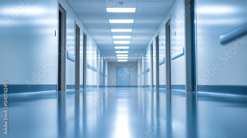 Wallpaper Mural Futuristic and sterile hospital corridor with a vanishing point perspective, symbolizing the pathway to health, recovery, and medical innovation Torontodigital.ca