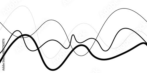 Minimal abstract background with thin black wave lines flowing smoothly across a white backdrop, elegant curves, high contrast, clean and modern design, vector style, no texture, no gradient.