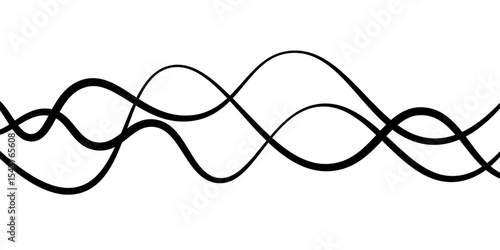 Minimal abstract background with thin black wave lines flowing smoothly across a white backdrop, elegant curves, high contrast, clean and modern design, vector style, no texture, no gradient.