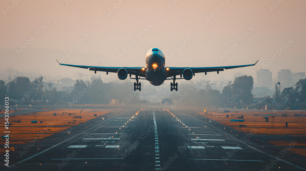 Fototapeta premium 2024 begins plane takeoff travel in the new year vacations plane taking off purposes of 2024 begin destinations 2024 Airplane Planes Take Off Passenger Plane Fly Landing Strip Airport&nbsp;