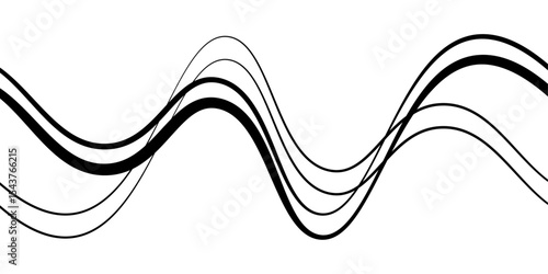 Minimal abstract background with thin black wave lines flowing smoothly across a white backdrop, elegant curves, high contrast, clean and modern design, vector style, no texture, no gradient.