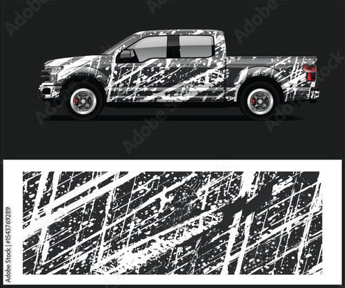 Red and Black Abstract Car Wrap Design Side