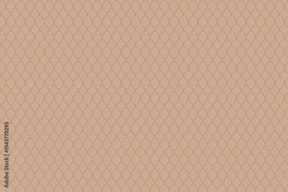 Fototapeta premium Elegant seamless Moroccan lattice pattern in soft red on peach background for textile and wallpaper design