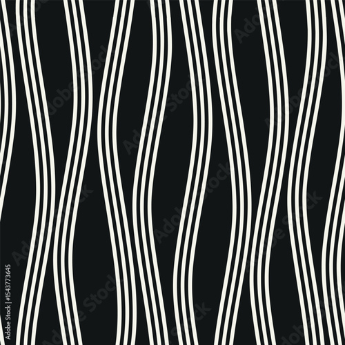 Seamless vector pattern with bold wavy stripes. Monochrome geometric background with abstract, striped design. Ideal for use as a swatch in Adobe Illustrator.