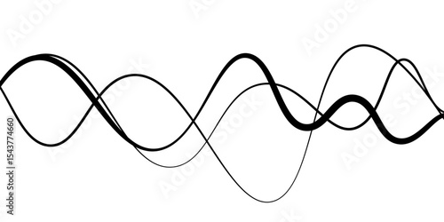 Minimal abstract background with thin black wave lines flowing smoothly across a white backdrop, elegant curves, high contrast, clean and modern design, vector style, no texture, no gradient.