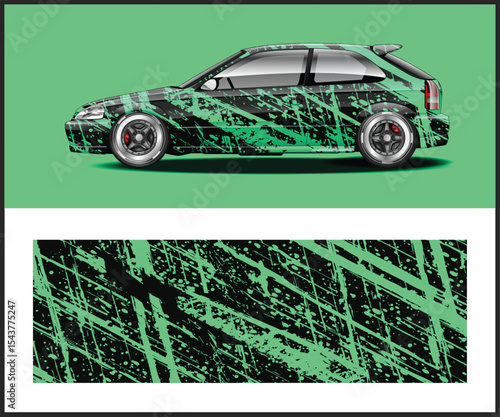 Custom Race Car Wraps Designs Green and Orange