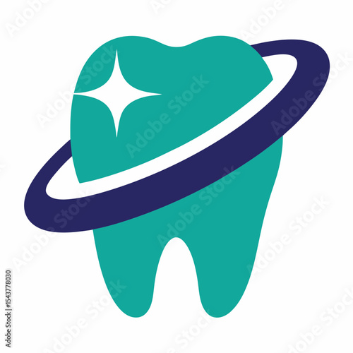 Cosmic Tooth Vector Logo for Dental Care and Oral Hygiene Branding.