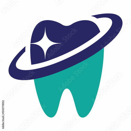 Cosmic Tooth Vector Logo for Dental Care and Oral Hygiene Branding.