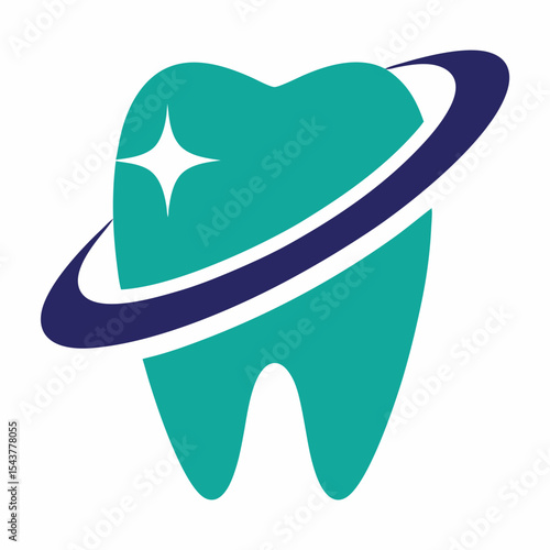 Cosmic Tooth Vector Logo for Dental Care and Oral Hygiene Branding.