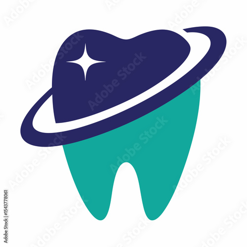 Cosmic Tooth Vector Logo for Dental Care and Oral Hygiene Branding.