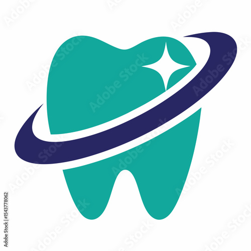 Cosmic Tooth Vector Logo for Dental Care and Oral Hygiene Branding.