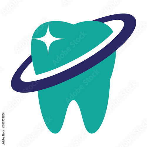 Cosmic Tooth Vector Logo for Dental Care and Oral Hygiene Branding.