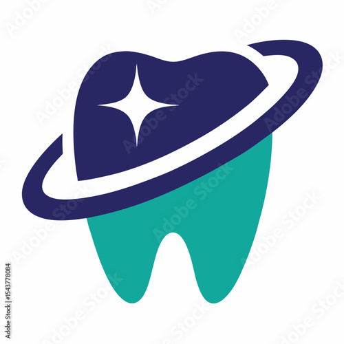 Cosmic Tooth Vector Logo for Dental Care and Oral Hygiene Branding.