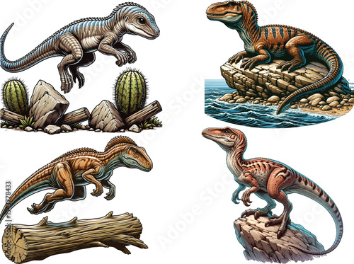 Dinosaurs Vector Collection Set Resizable, Printable, Editable Clipart for Kids & Education