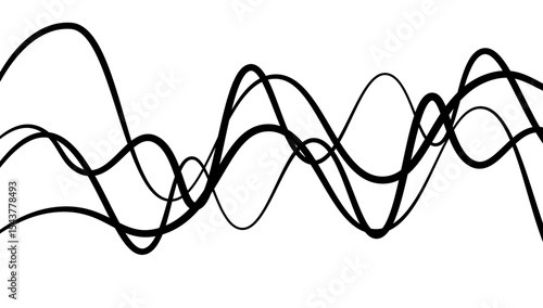 Minimal abstract background with thin black wave lines flowing smoothly across a white backdrop, elegant curves, high contrast, clean and modern design, vector style, no texture, no gradient.