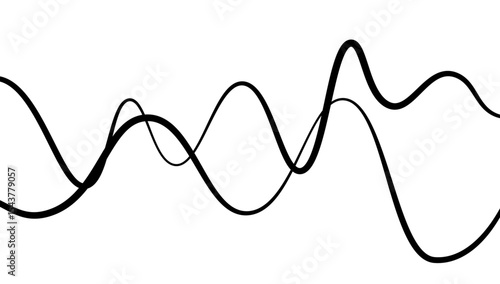 Minimal abstract background with thin black wave lines flowing smoothly across a white backdrop, elegant curves, high contrast, clean and modern design, vector style, no texture, no gradient.