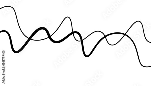 Minimal abstract background with thin black wave lines flowing smoothly across a white backdrop, elegant curves, high contrast, clean and modern design, vector style, no texture, no gradient.