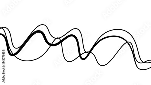 Minimal abstract background with thin black wave lines flowing smoothly across a white backdrop, elegant curves, high contrast, clean and modern design, vector style, no texture, no gradient.