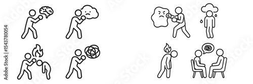 Illustrations demonstrating various emotions and interpersonal interactions in a simplified, visual format