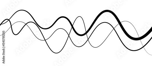 Minimal abstract background with thin black wave lines flowing smoothly across a white backdrop, elegant curves, high contrast, clean and modern design, vector style, no texture, no gradient.