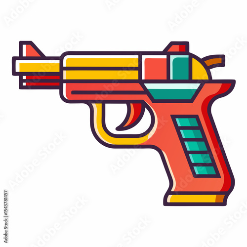 hand drawn vector illustration of a gun