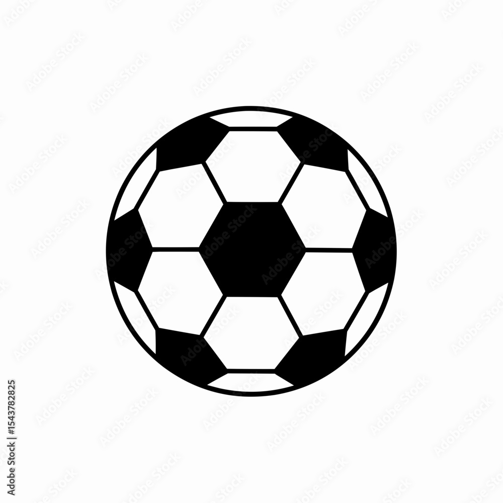 This high-quality vector graphic features a solid black and white minimalist soccer ball icon with hexagonal and pentagonal panels, emphasizing graphic clarity and fine details. This high-quality vector graphic features a solid black and white minimalist soccer ball icon with hexagonal and pentagonal panels, emphasizing graphic clarity and fine details.