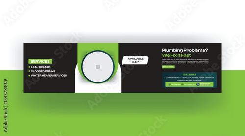 Home Roofing, Plumbing social media banner template