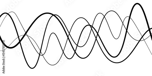 Minimal abstract background with thin black wave lines flowing smoothly across a white backdrop, elegant curves, high contrast, clean and modern design, vector style, no texture, no gradient.