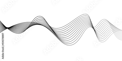 Minimal abstract background with thin black wave lines flowing smoothly across a white backdrop, elegant curves, high contrast, clean and modern design, vector style, no texture, no gradient.