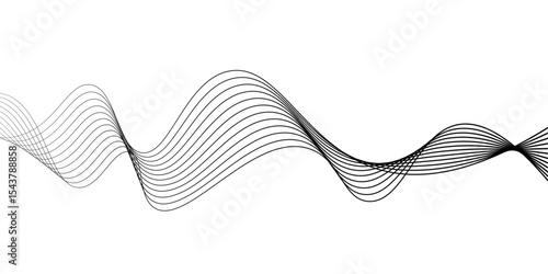 Minimal abstract background with thin black wave lines flowing smoothly across a white backdrop, elegant curves, high contrast, clean and modern design, vector style, no texture, no gradient.