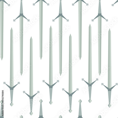 Φωτογραφία Seamless pattern of Medieval claymore  medieval swords with long straight blades and decorative crossguards