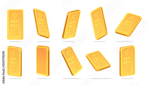 Fine gold vector set icon