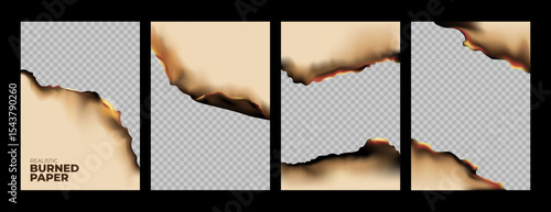 Paper with burnt edges vector frame set