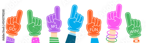Foam fingers with hands. Number 1
