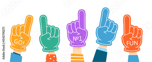 Foam fingers with hands. Number 1