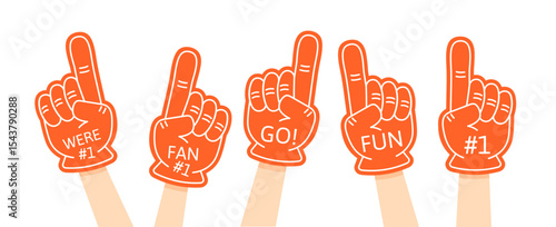 Foam fingers with hands. Number 1