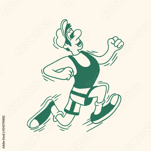 man running retro cartoon illustration