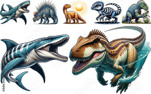Dinosaurs Vector Collection Set Resizable, Printable, Editable Clipart for Kids & Education