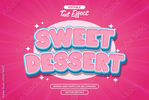 Sweet dessert editable text effect with 3d cartoon and cute text style