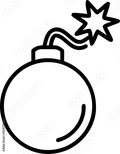 Bomb vector outline icon on white or transparent background	