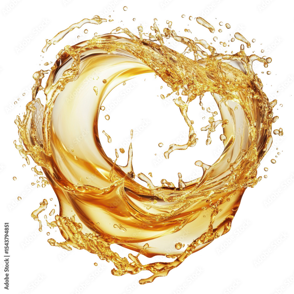 Fototapeta premium Golden Liquid Splash Abstract Swirling Circle Design