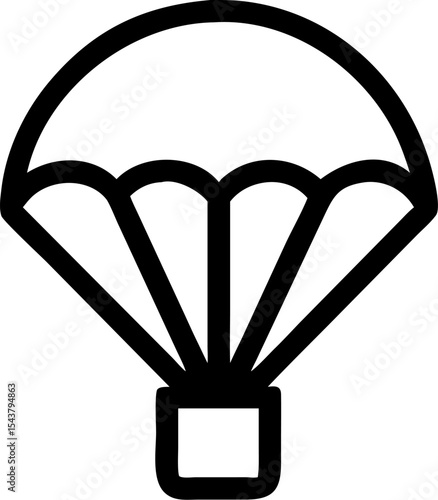 parachute vector silhouette icon on white or transparent background