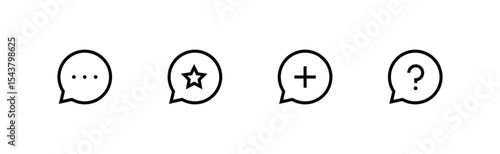 messages icon set Speech bubbles, Editable strok and flat style speaking Chatting Chat, speak, talk line icons set, editable stroke isolated on white, linear vector outline illustration, symbol