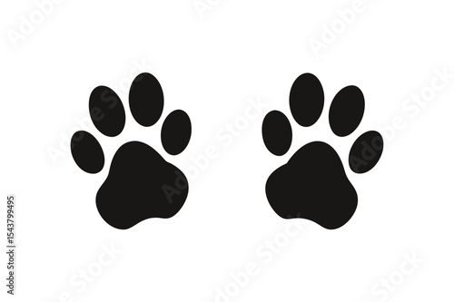 Paw Prints  Simple Black and White Vector Illustration of Two Animal Tracks, Perfect for Logos, Designs, and Prints - Downloadable Graphic