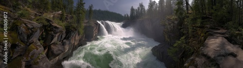 Majestic waterfall adventure nature 360 degree hdr panoramic view